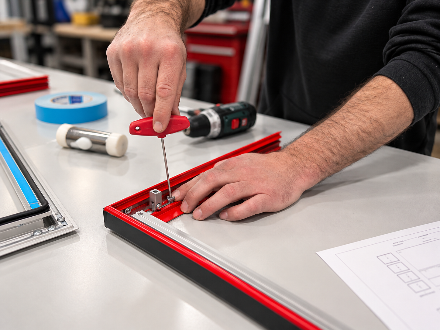 Close-up of manufacturing and assembly